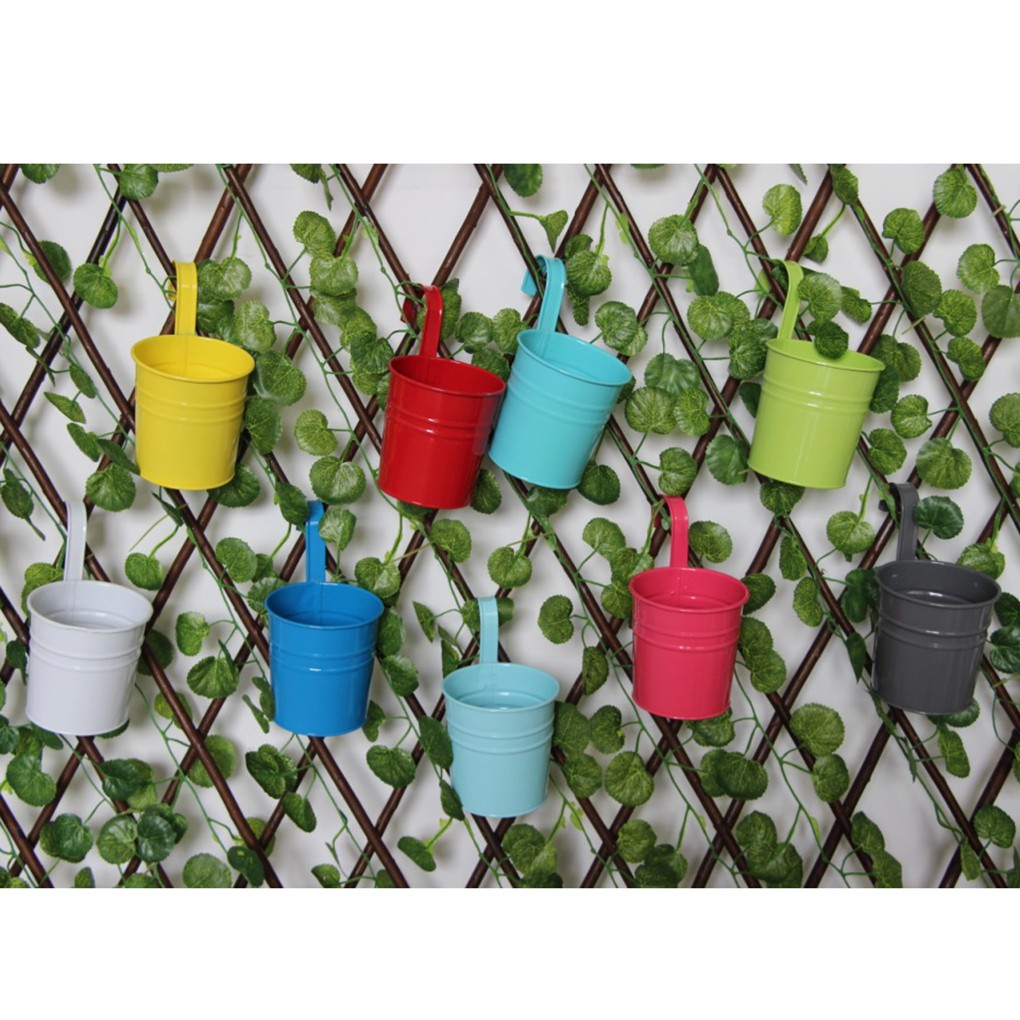 Seau multicolore porte-fleurs en métal Succulent suspendu pot de fleurs panier plante jardinière balcon décors