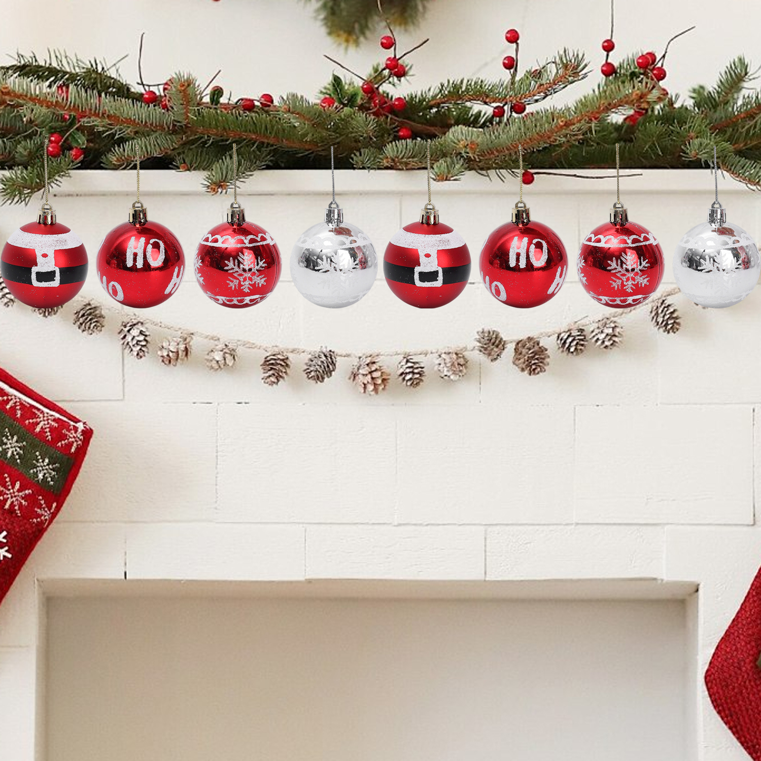 24/6 stuks Plastic Kerstballen Ornamenten DIY Kerstboom Hangende Hanger Rode Kerstballen Set voor Feest Bruiloft Decoratie