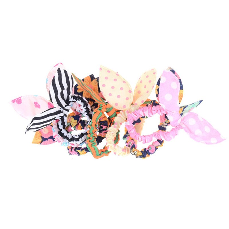 12 Stuks Kinderen Elastische Haarband Leuke Boog Konijn Oren Hoofdband Meisje Ring Chouchou Kinderen Paardenstaart Houder Haaraccessoires