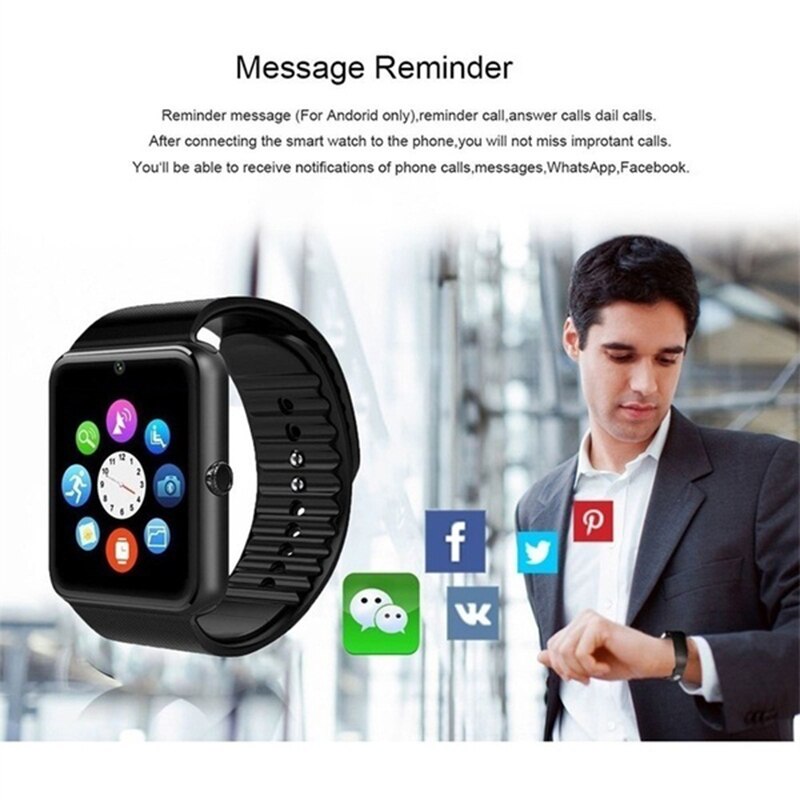 Relojes GT08 Plus para hombre, reloj de Metal con Bluetooth, ranura para tarjeta Sim, mensajes Push para teléfono Android IOS,