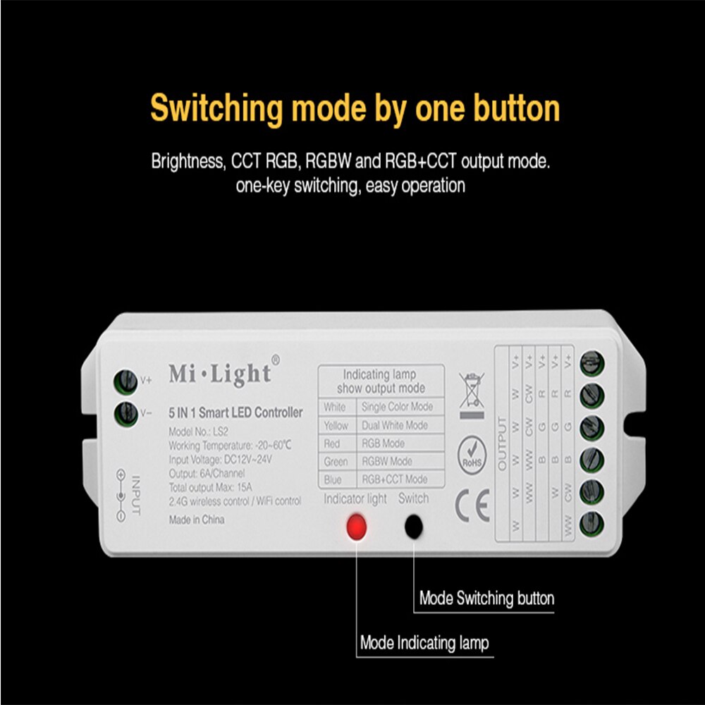 MiLight 2.4G sans fil 8 zones FUT089 à distance; B8 écran tactile mural; LS2 5IN 1 led de contrôle intelligent pour RGBW RGB + CCT bande led