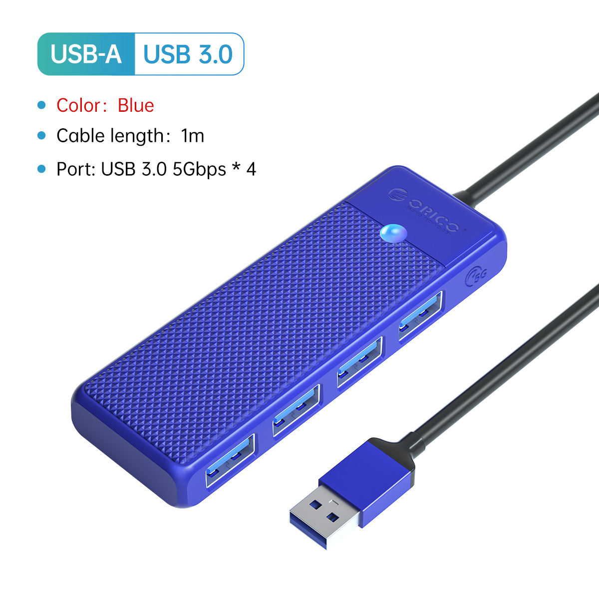 ORICO Concentrador tipo C concentrador USB 3.0 divisor de 4 puertos adaptador de concentrador USB base de expansión adaptador OTG ultrafino para PC accesorios de computadora: Verde