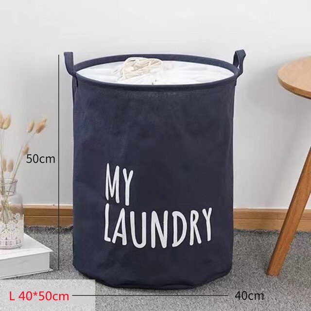 Foldable Laundry Basket for Dirty Clothes Multifunction Clothing Storage Baskets Large Capacity Toys Organizador Basket for Home: Navy 40-50cm