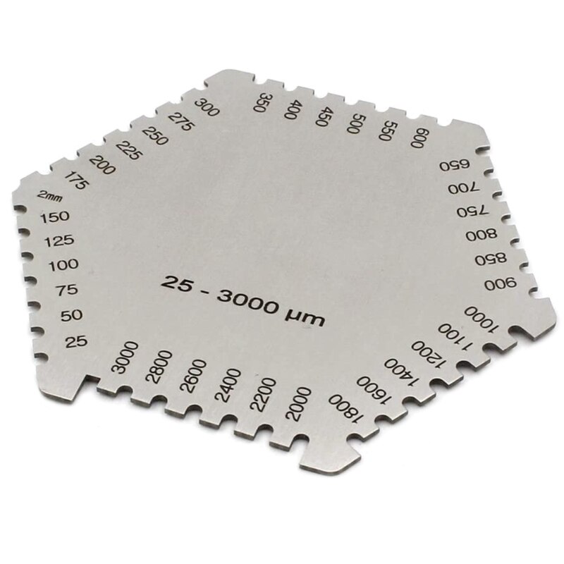 Peigne Hexagonal en acier inoxydable pour Film humide, peinture pour Film humide, jauge d'épaisseur, régulation du peigne, carte de Film humide 25-3000um