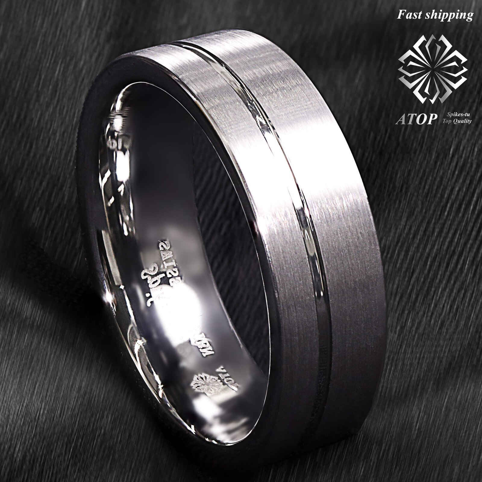 Titanium Color Brushed Tungsten Carbide Ring Stripe Bridal Band ATOP Men Jewelry
