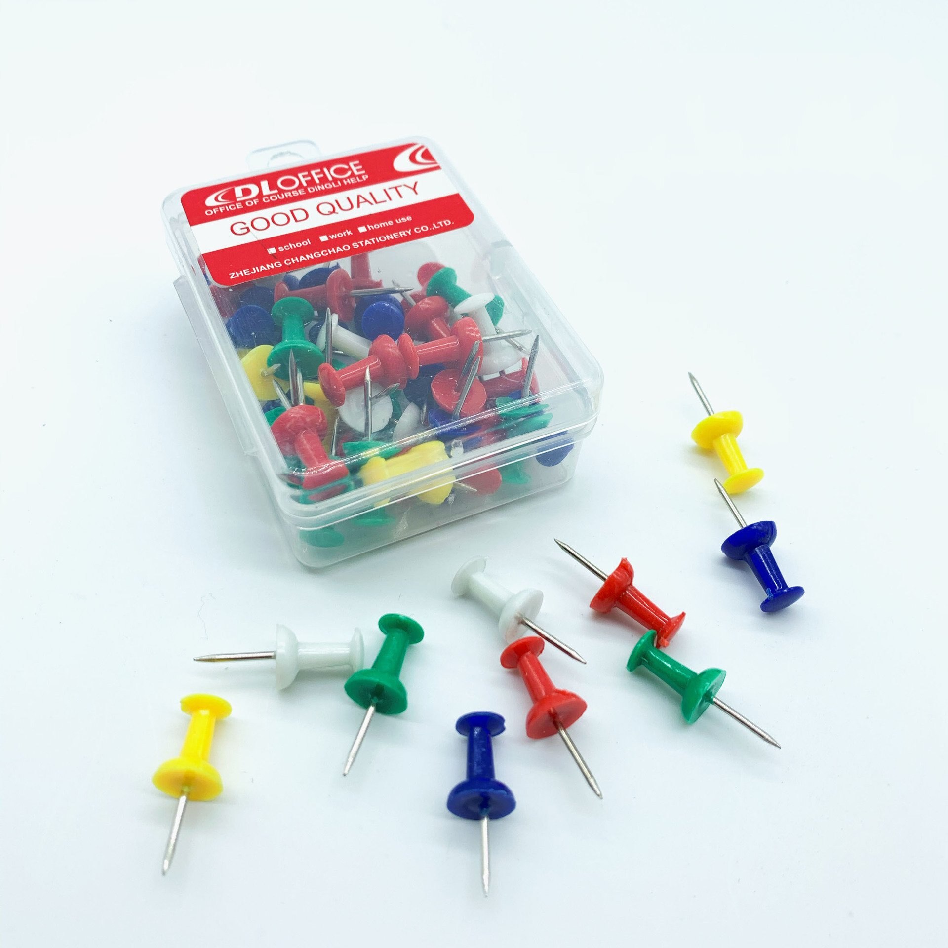 50 Pcs/Box Map Tacks Push Pins Plastic Head with Steel,Paining Wall Studs Thumbtack Office School Supply