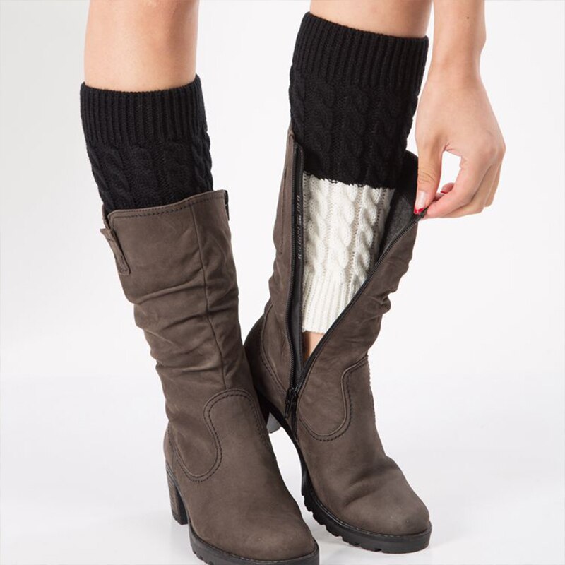 JIAYAN femmes jambières bottes chaussettes en plein air genou haute élastique jambe bande dame tricoté longue chaussette automne hiver accessoires