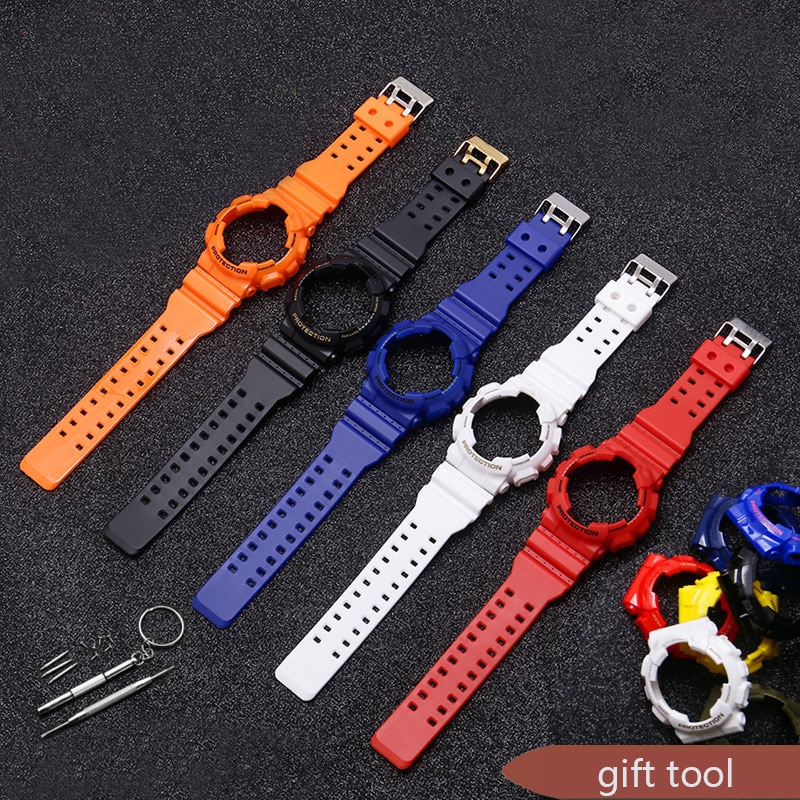 Vervangende band voor casio g-shock ga  gd 110 120 rubberen hars horlogeband glanzend mat heren waterdichte sportarmband