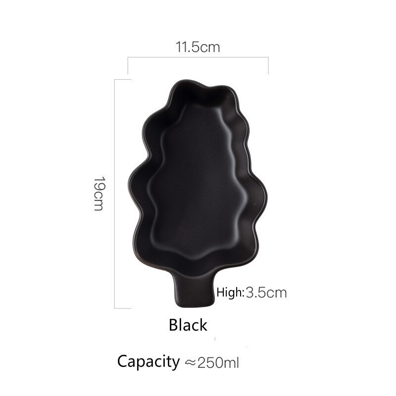 Christmas Tree Shape Baking Plate Ceramic Dinner Dishes European Style Dinnerware Baking Tray Ovenware Microwave Oven Flat Plate: Black