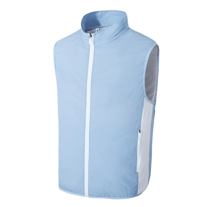 Zomer Ice Cool Vest Heren USB Koeling Airconditioning Fan Jas Fietsen Camping Hittebestendig -9 ° Mouwloze werkjas: M / Sky Blue