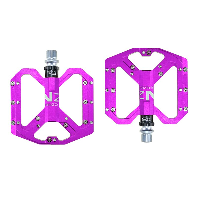 Pédales de vtt 3 roulements antidérapantes en alliage d&#39;aluminium, pièces de bicyclette large Enzo: Violet