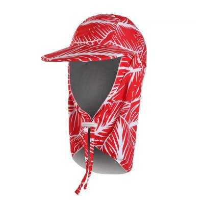 kids swimming caps outdoor sun sand UV rays block big brim sunhat ear neck cover print swim cap kids bathing cap for boys girls: 18