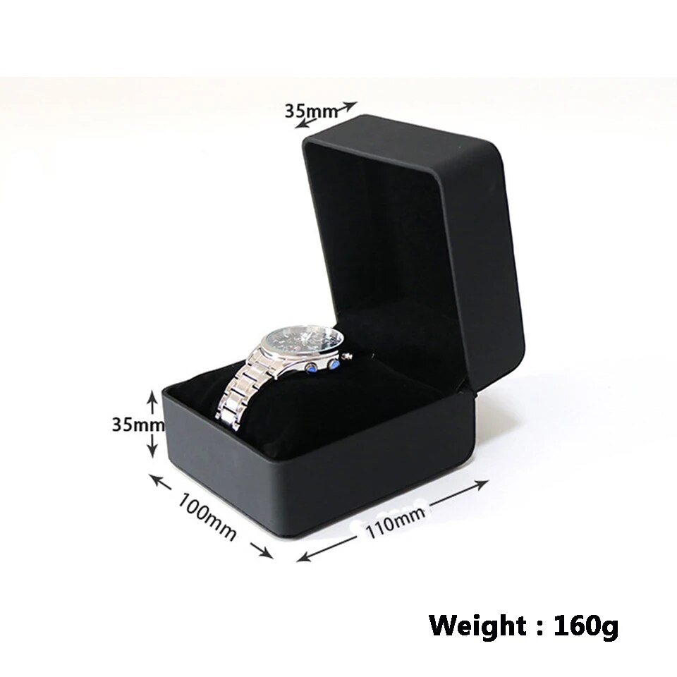 Caja de para reloj individual con almohada, organizador de vitrina de reloj de pulsera de cuero PU para hombres