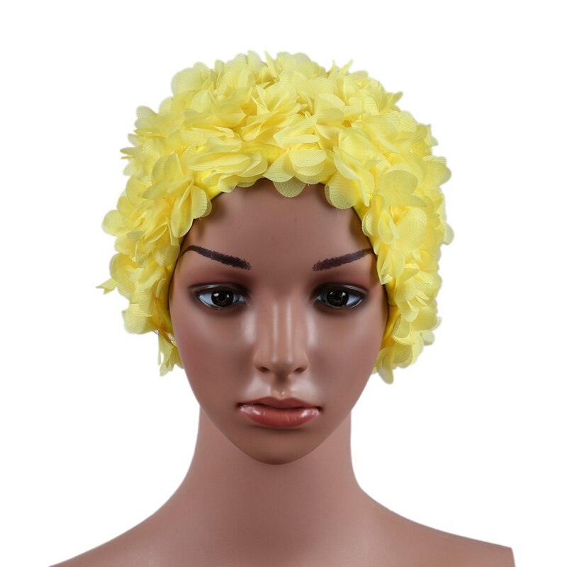 Vrouwen Driedimensionale bloemblaadjes Gekleurde Bloemen Bad Vrouwelijke Cap Dames Badmuts voor Lang Haar Leuke badmuts