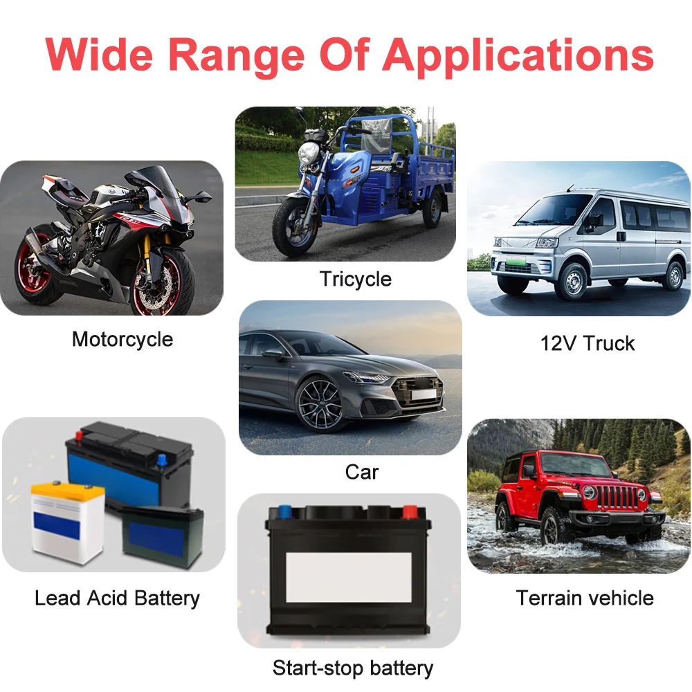 Chargeur de batterie intelligent pour voiture et moto 6A 12V - Réparation de batterie au plomb avec écran LCD