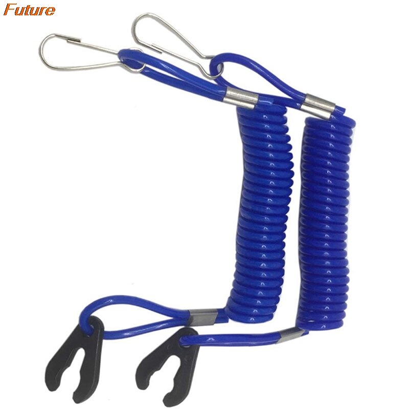 2x Motorboat Safety Lanyard Cable Rope Outboard Motor Blue Emergency Stop Switch Pull Rope