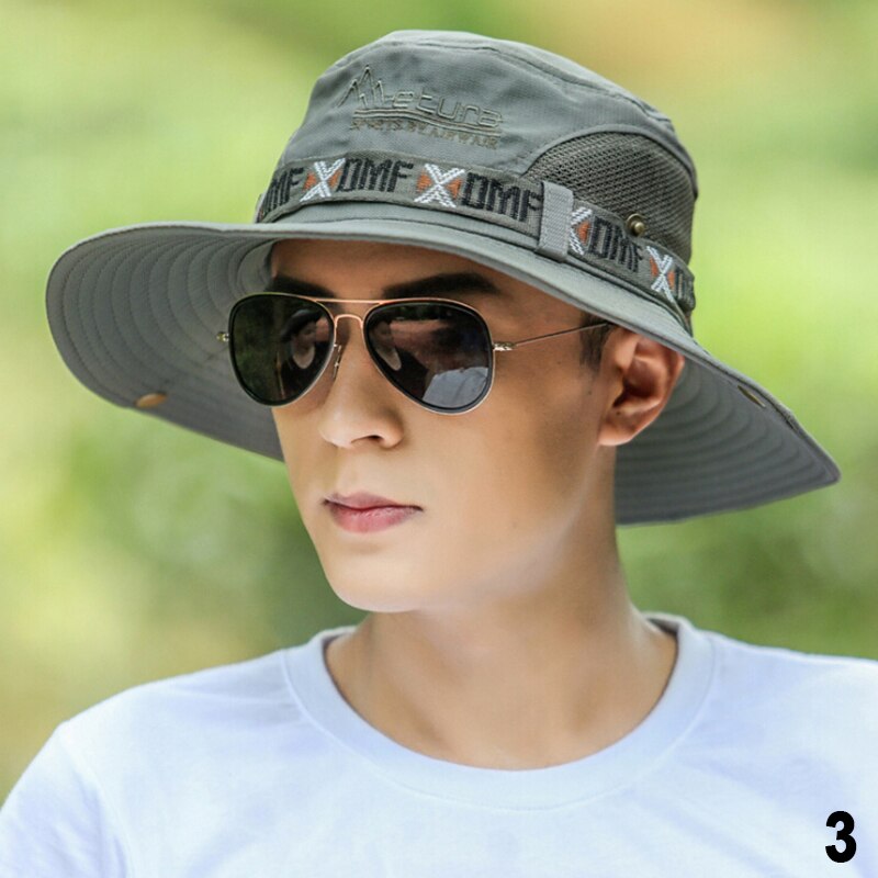 Summer Fishing Hat Man Women Wide Breathable Mesh Fishing Cap Beach Hats Sun Men's Outdoors UV Protection Shade Hat: P3