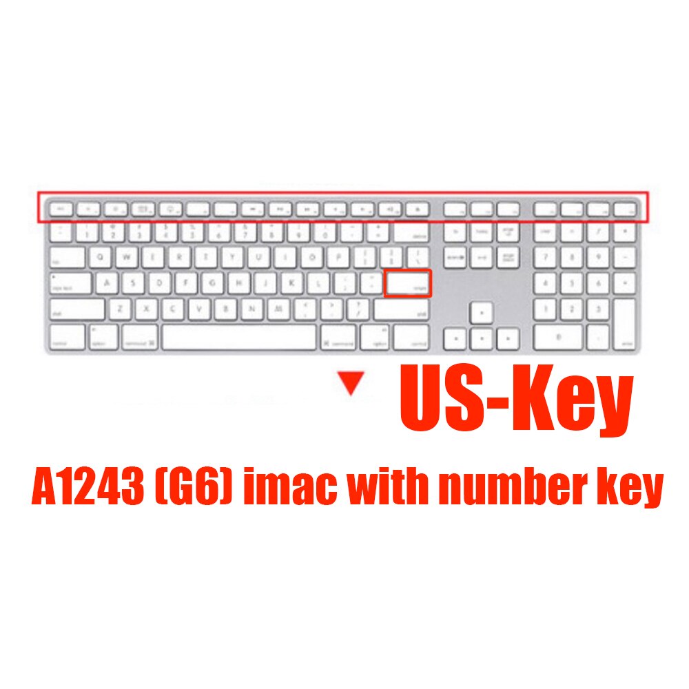 Clavier Apple filaire A2449 A2450 A1243 A1843 MB110LL/B, pour iMac , avec coque de protection en Silicone pour clavier numérique: US-Key A1243