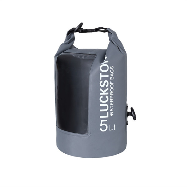 Luckstone Camping Hiking PVC Dry Bag Ocean Pack Waterproof Backpack Rafting Bag Waterproof Bag For Mobile Phone Dry Pack 5L: gray