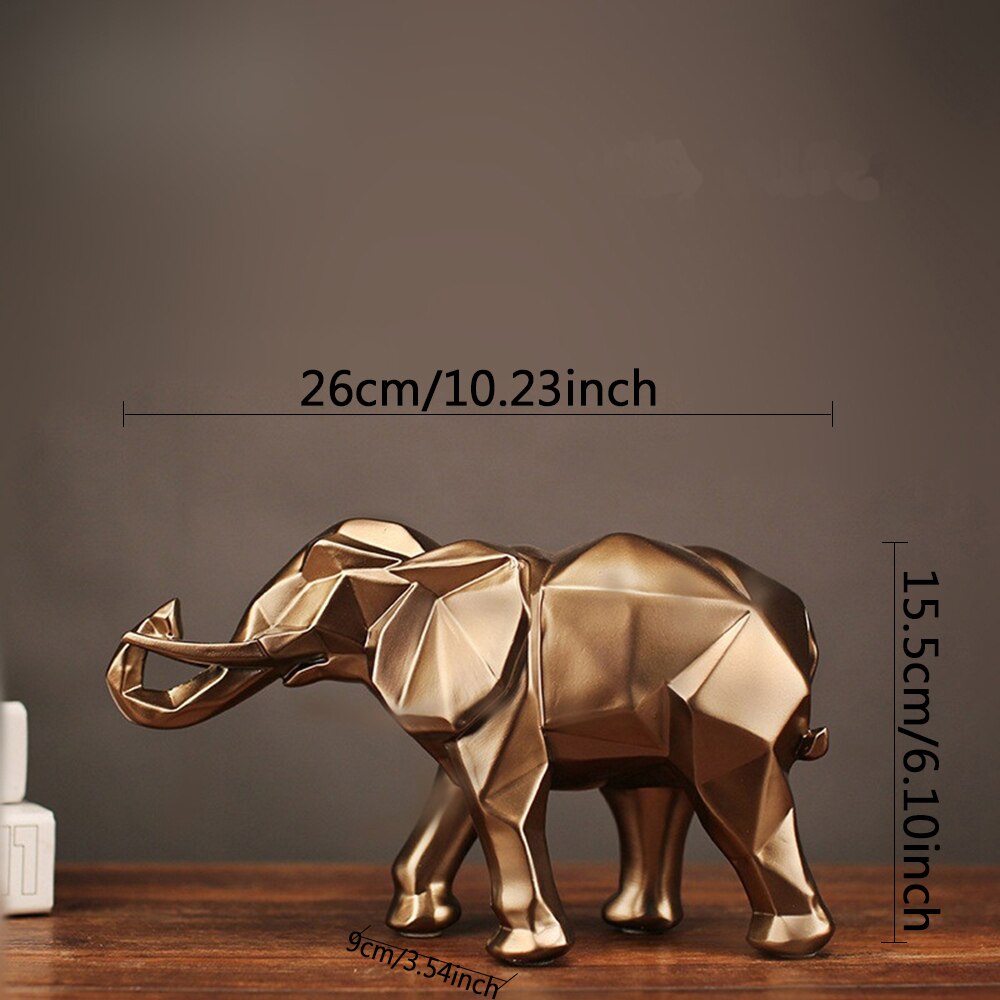 Modern abstrakt gyllene elefant staty harts prydnad hem dekoration tillbehör för elefant skulptur djur hantverk