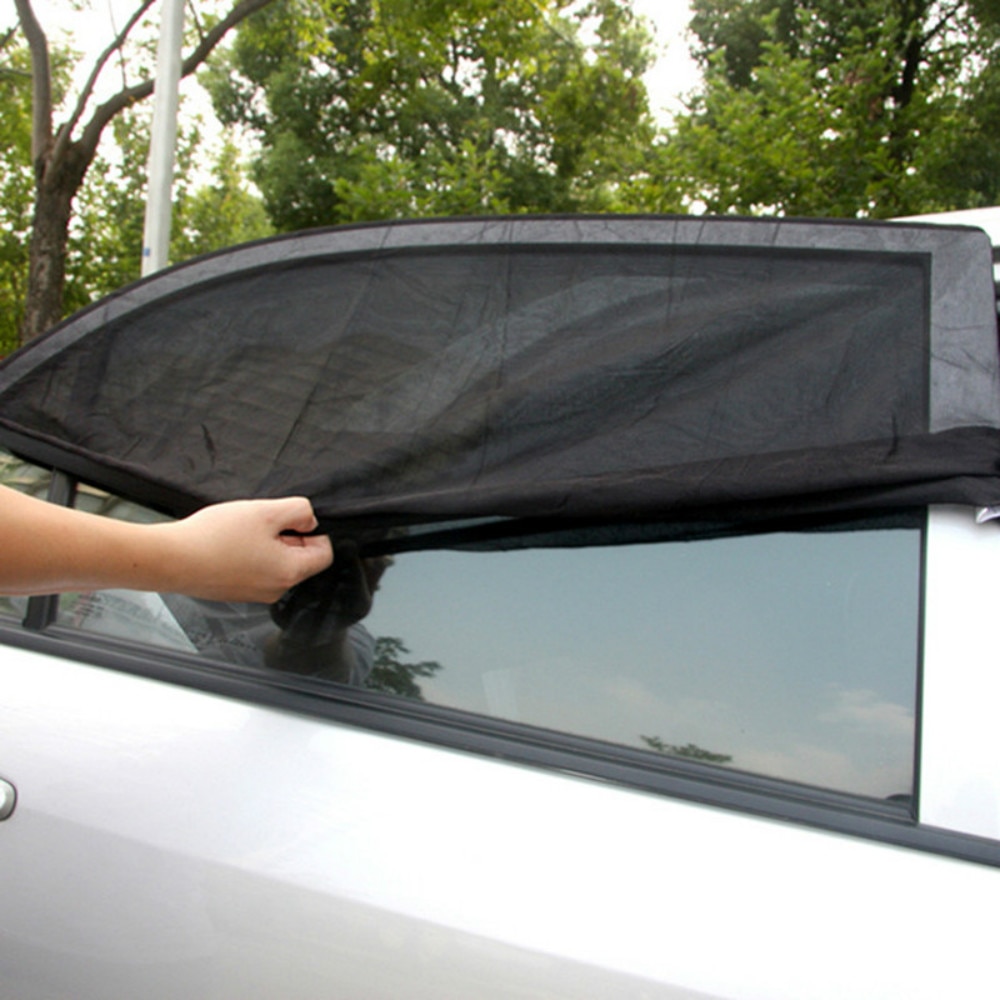 2 uds 110*50CM Ventana de privacidad de sombra de Sol Negro cubierta de malla UV Protector para la mayoría de Auto lateral del coche parasol de ventanilla trasera