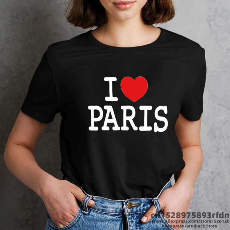 I Love Paris Vrouwen Grappige Print T-shirt Zomer Korte Mouw Zwart Wit Roze Kleuren Tops Tee Meisje Y2k Harajuku Kleding: XXL / Bruin