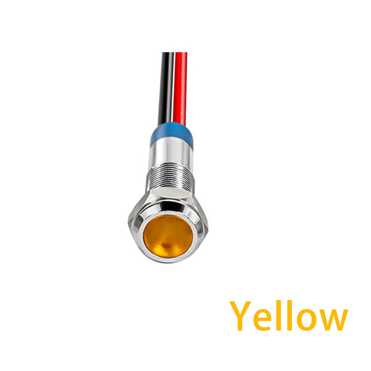 Indicador de luz LED de advertencia de Metal, 6mm, resistente al agua IP67, lámpara de señal piloto, interruptor de cables de 6V, 12V, 24V, 220V, rojo, azul, blanco, amarillo y verde: Yellow / 24V