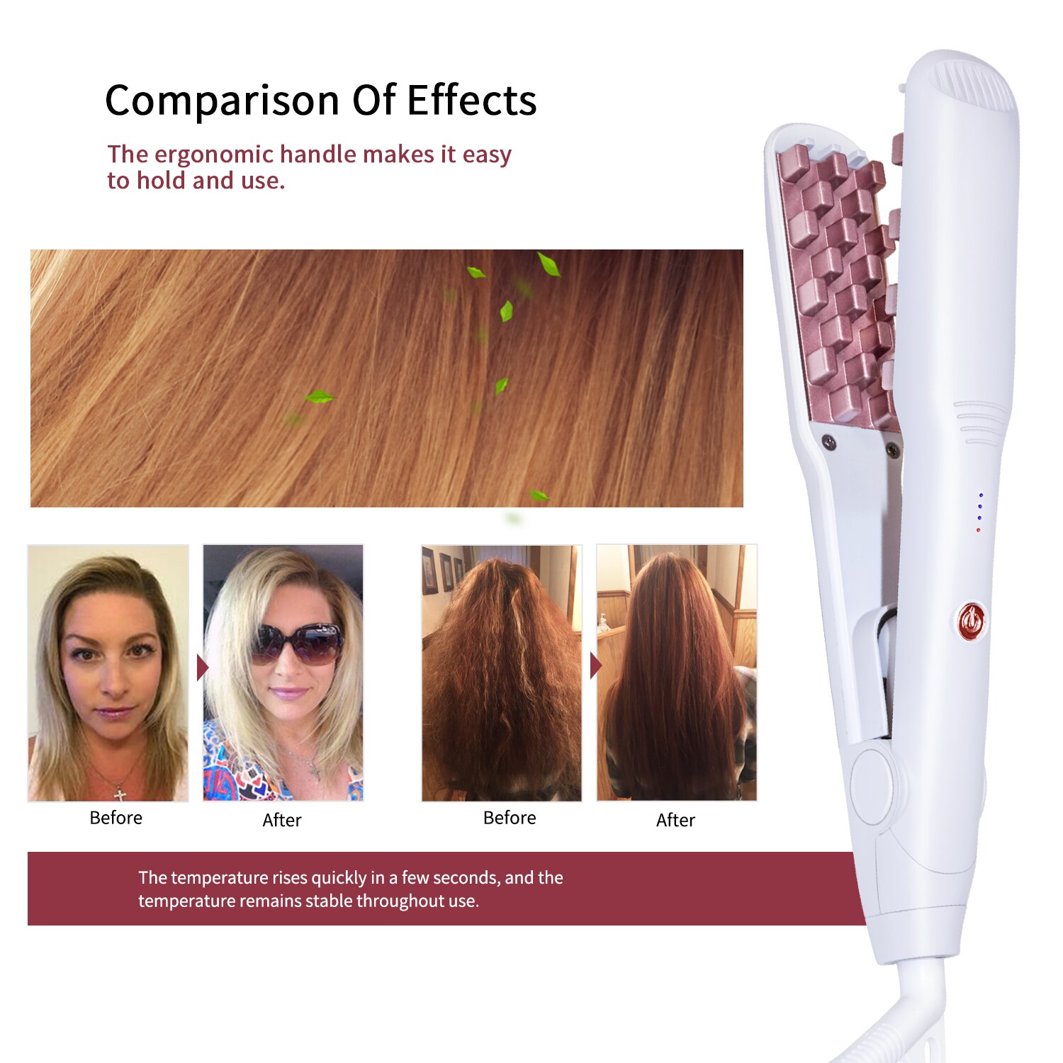 3D Grid Hair Crimper Volumizer Ceramic Hair Fluffy Corrugated Curler Flat Iron Corn Hair Splint Perm 5 Temperatures