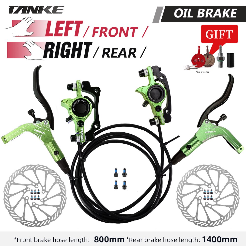 TANKE-Juego de frenos de disco hidráulicos para bicicleta de montaña, rotores de 160mm, placa de pinza de aceite, abrazadera delantera y trasera para bicicleta de montaña, mango de 22,2mm, un pilar