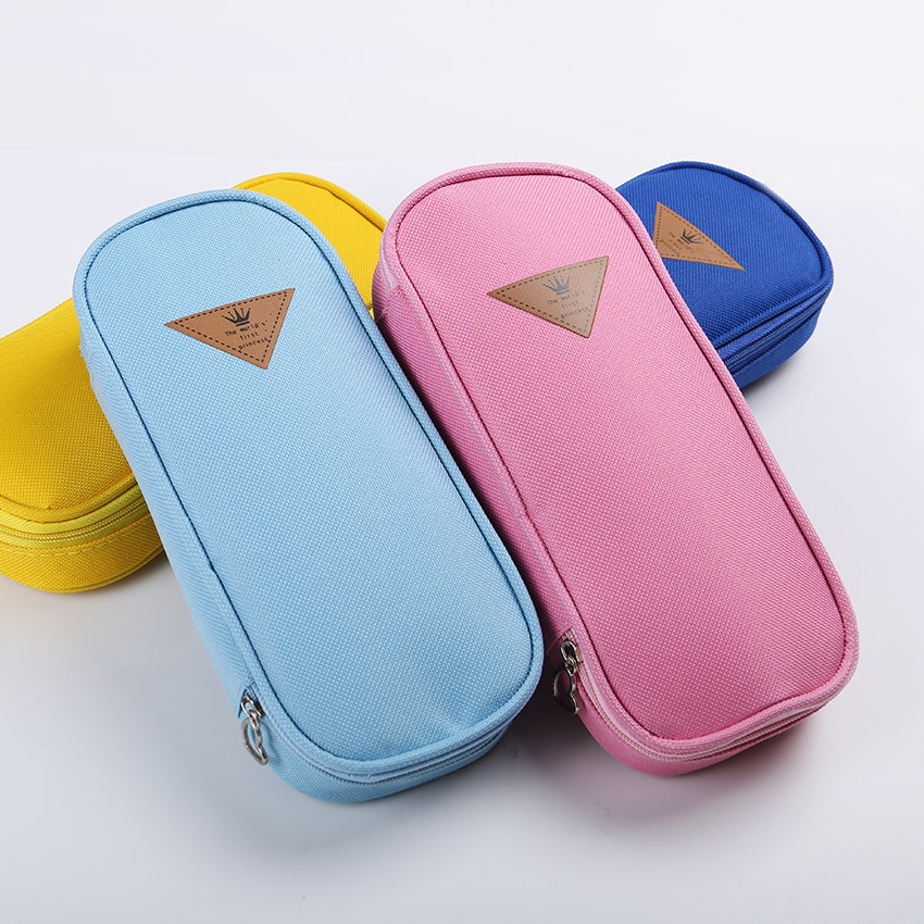 1 PC Doce Cor Estilo Coreano Caixa de Lápis Da Lona Multifuncional Saco Organizador De Armazenamento De artigos de Papelaria Material Escolar Papelaria Escolar