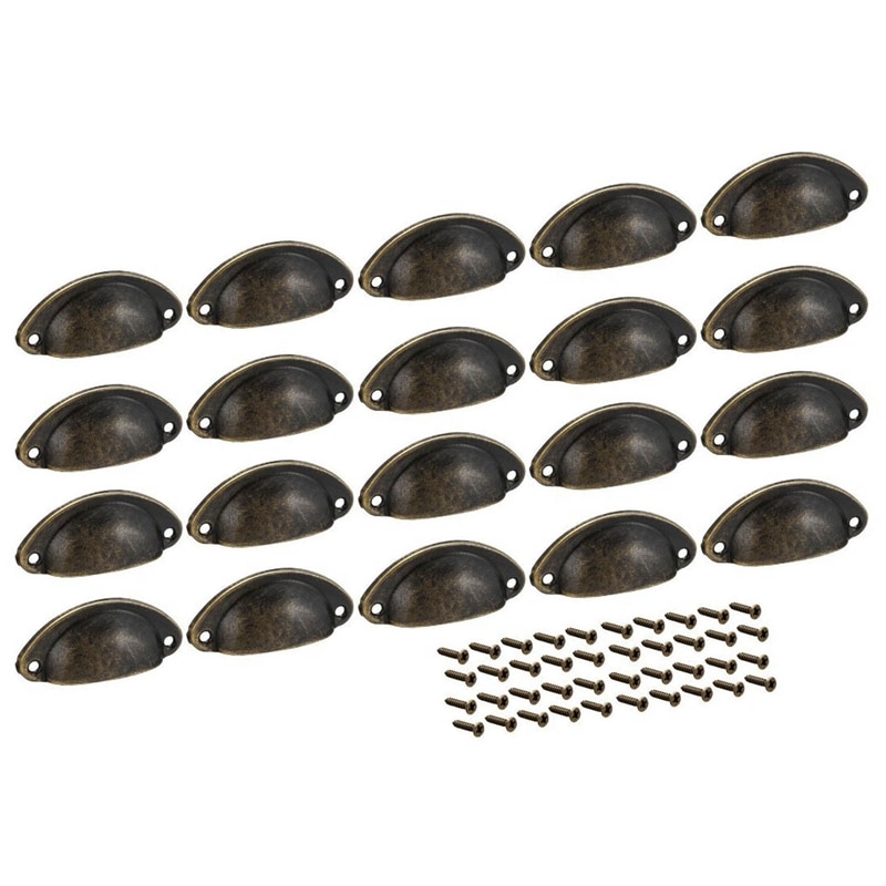 Cup Drawer Pull Kitchen Cabinet Handles Bronze Tone, 40mm Hole Centers, 20 Pack: Default Title