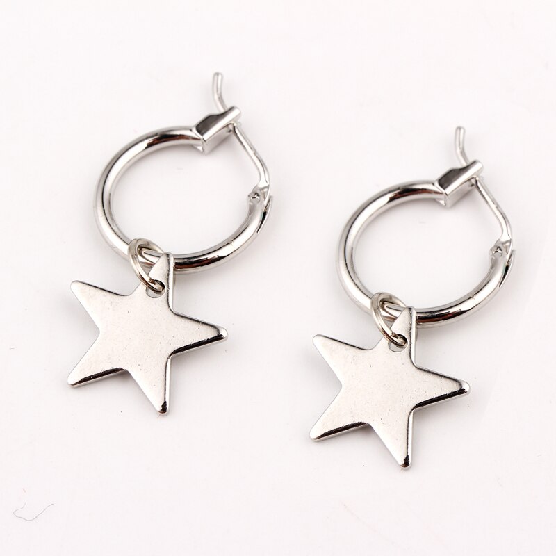 4 paires croix étoile plume petit cerceau boucles d'oreilles ensemble pour les femmes à la Punk Simple métal couleur foudre boucles d'oreilles bijoux