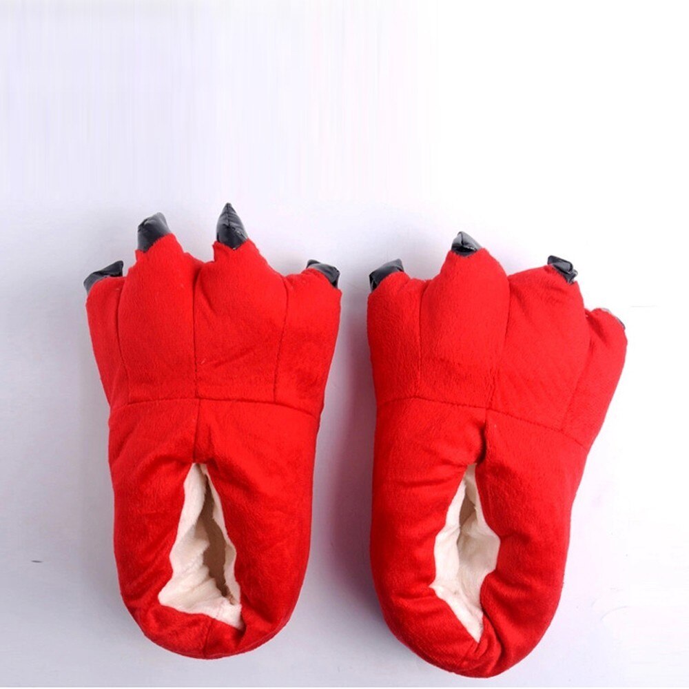 Kid Baby Girls Winter Warm Indoor Slippers Funny Animal Paw Monster Claw Shoes Soft Plush Children Shoes Warm Home Slippers: Red 
