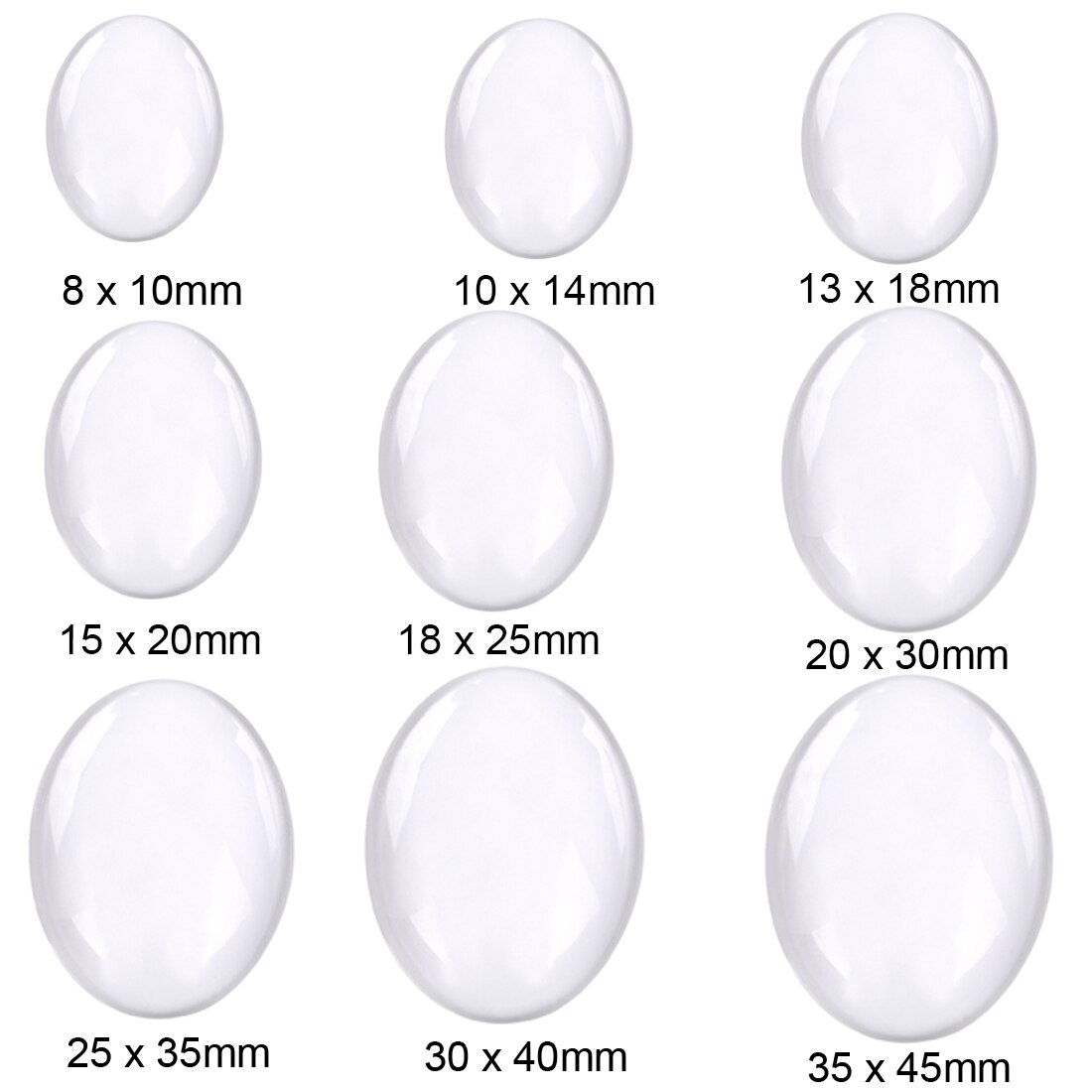 Oval Glass Clear Cabochons Dome Flat Back For Pendants Bracelet Jewelry Making 10x14 13x18 15x20 18x25 20x30 25x35 30x40 35x45mm