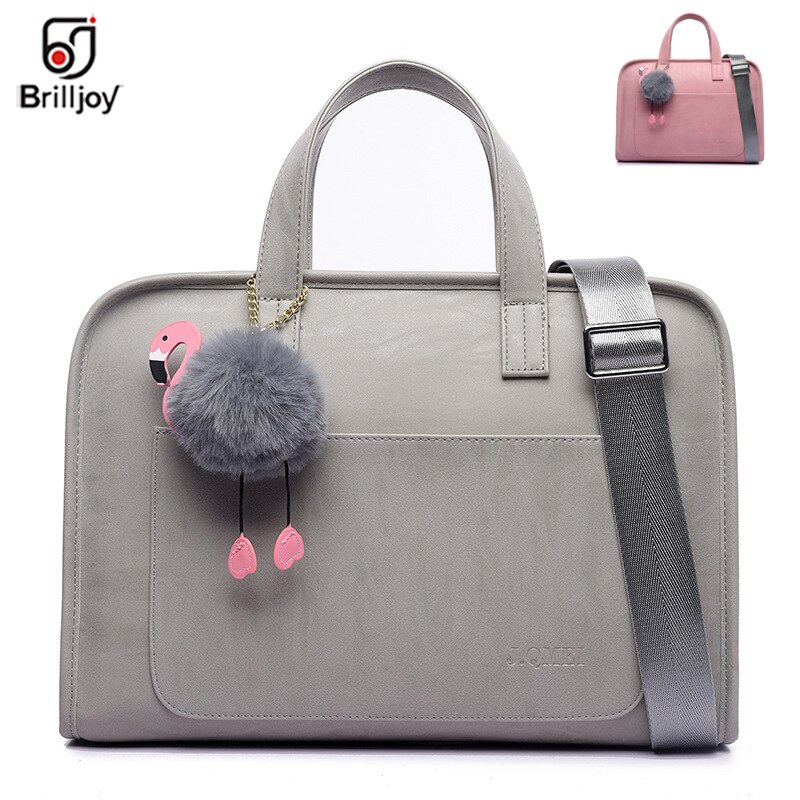 Brilljoy modieuze aktetas 13.3 " 14 " 15.6 " pu leren notebook laptoptas waterdichte dames meisjes computer schoudertas