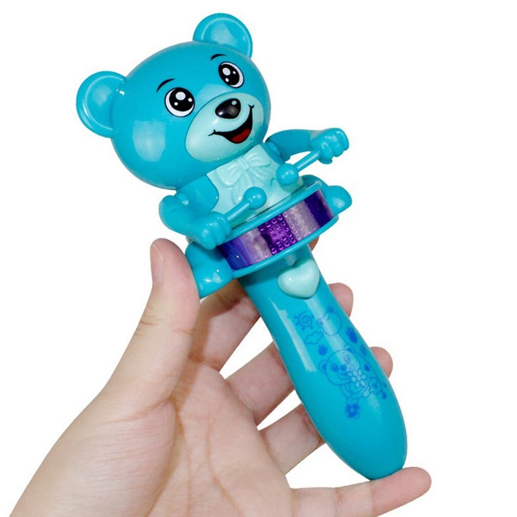 Lustige Elektrische Led Blinkt Musik Bär Trommel Nette Cartoon Tier-Stick Elektrische Spielzeug Bildung für Kinder Musical Instrument Spielzeug