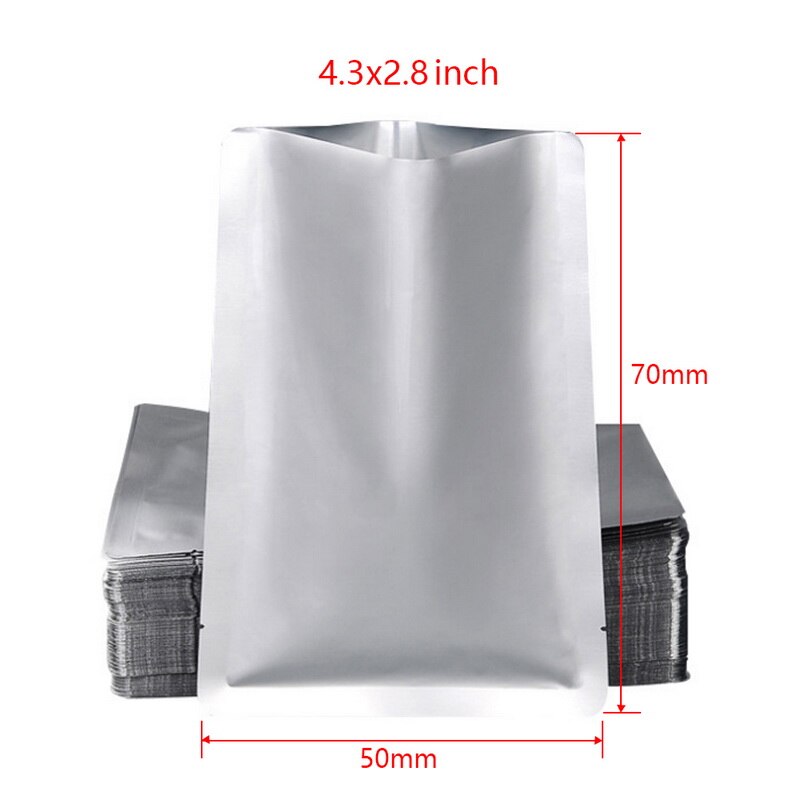 100 stk sølv aluminiumsfolie mylar poser vakuumforsegler glidelås matsparingspose oppbevaringsposer til kjøkkenutstyr #1: 5 x 7cm