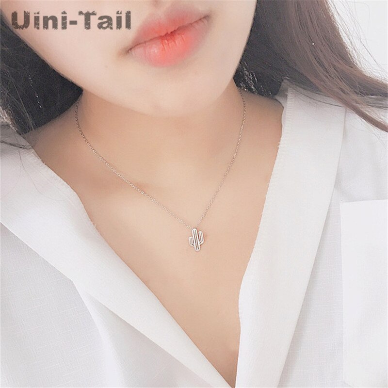 Uini-Tail 925 sterling silver hollow cactus necklace Korea simple trend sweet girl jewelry GN730