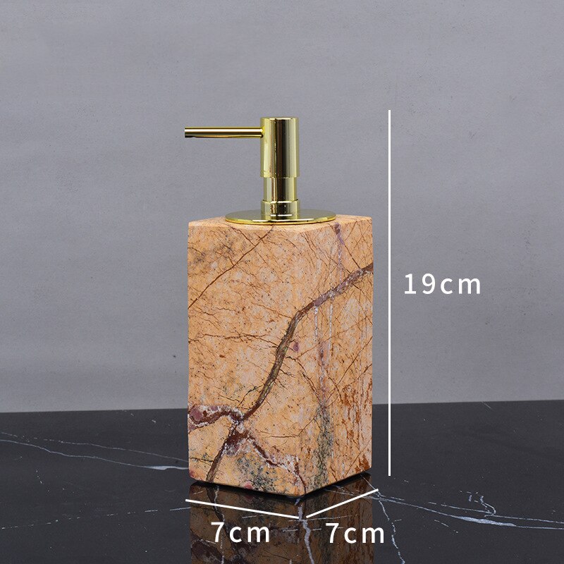 Fancy Brown Natural Marble Bathroom Accessories Sets Luxury Retro Soap Dispenser Toothbrush Holder Soap Dish Bathroom Kit