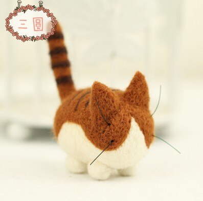 Ensemble 7 couleurs petit chat dessin animé | Ensemble en laine, feutre aiguille feutré, porte-clés artisanal, bricolage: Brown