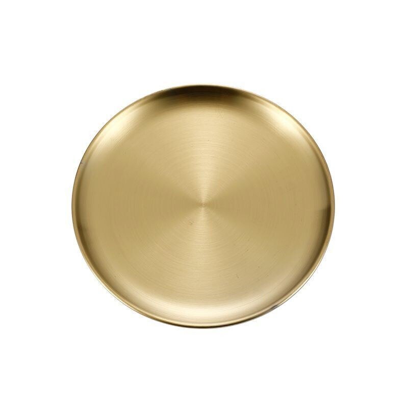 Metal Dinner Plates- Stainless Steel Color Heavy Duty Kitchenware Round Metal 14cm 26cm Gold Silver Plates | Dishwasher Safe