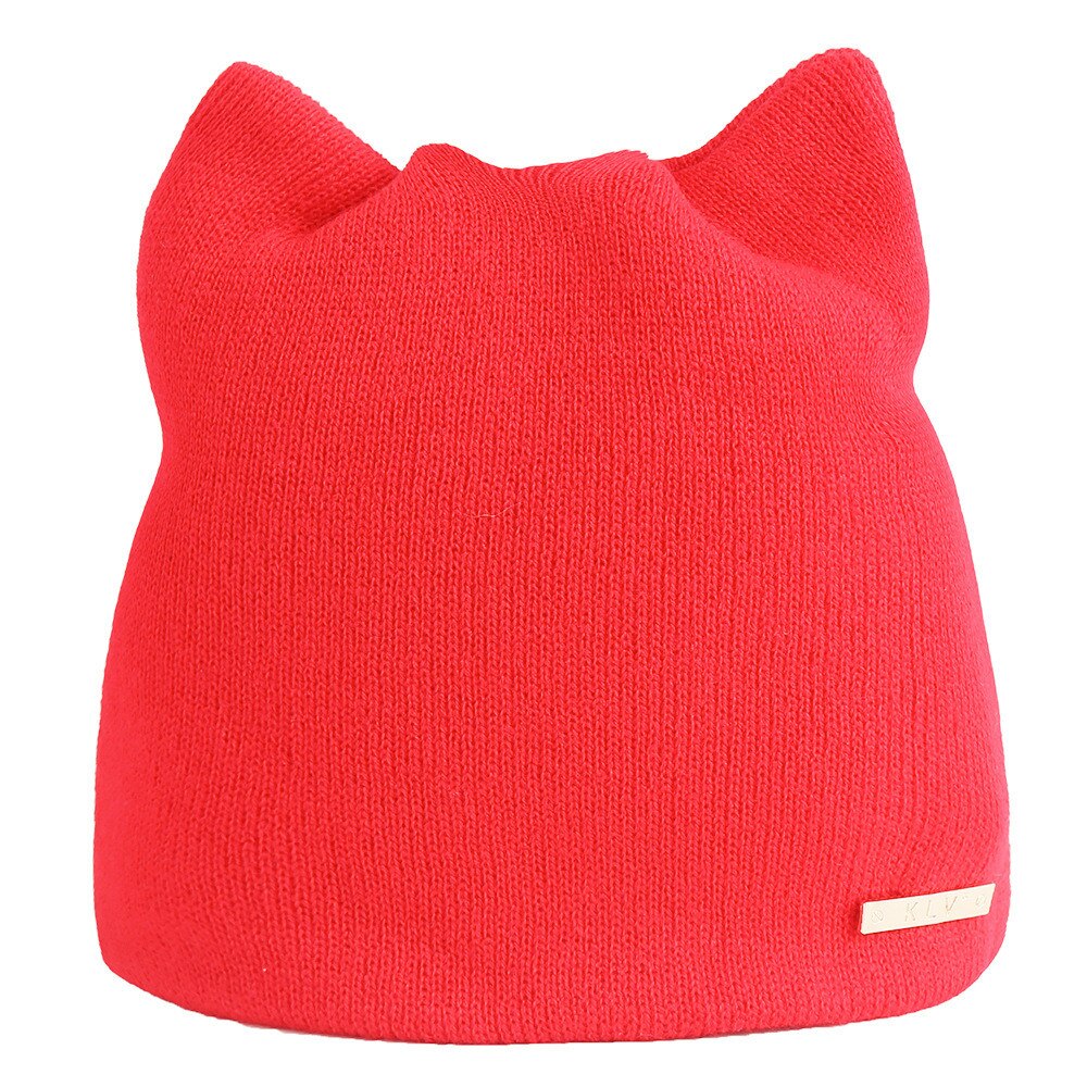 Gorro de otoño e invierno para mujer, gorros cálidos rusos, gorros con orejas de gato, # esw: Red