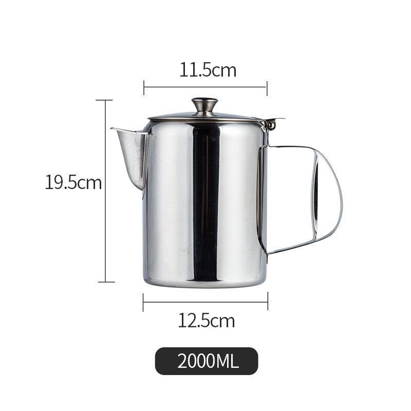 MICCK-cafetera portátil de acero inoxidable, tetera para café, jarra de leche, Barista, herramienta percoladora de Espresso: 2000ml