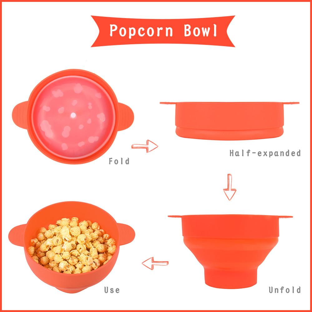 La Original máquina de palomitas de maíz para microondas de silicona bol de palomitas de maíz con tapa plegable rojo de alta temperatura gran cocina herramienta fácil