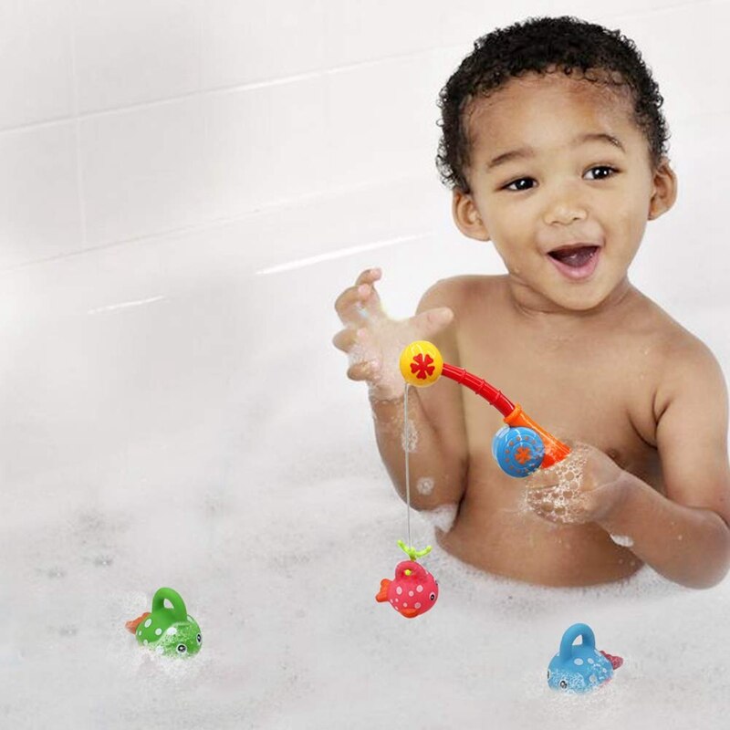 Bath Toys for Toddlers Colorful Floating Fishing Games with Fish and Fish Rod in Bathtub Pool Shower Kit Bath Time for Baby Chil