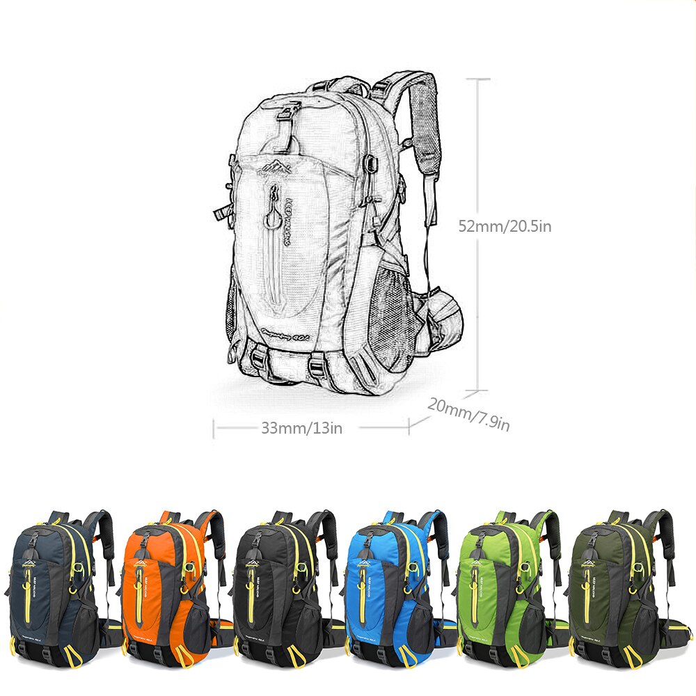 40L Backpack Climbing Backpack Women Men Water Resistant Travel Backpack Hike Laptop Daypack Trekking Climb Back Bags Rucksack