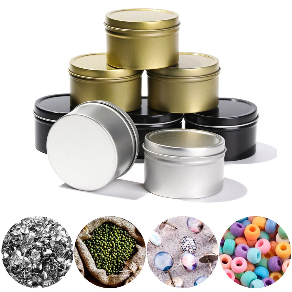 Caja de almacenamiento de 100Ml, frascos redondos de Metal para velas, contenedores vacíos de cera, fabricación de velas, molde para latas, 1 unidad