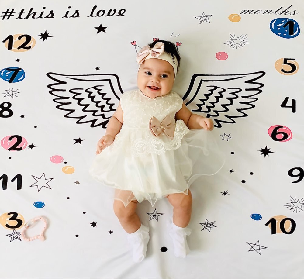 Cartoon Pattern Infant Baby Milestone Photo Props Background Blankets Backdrop Cloth Calendar Boy Girl Photo Accessories