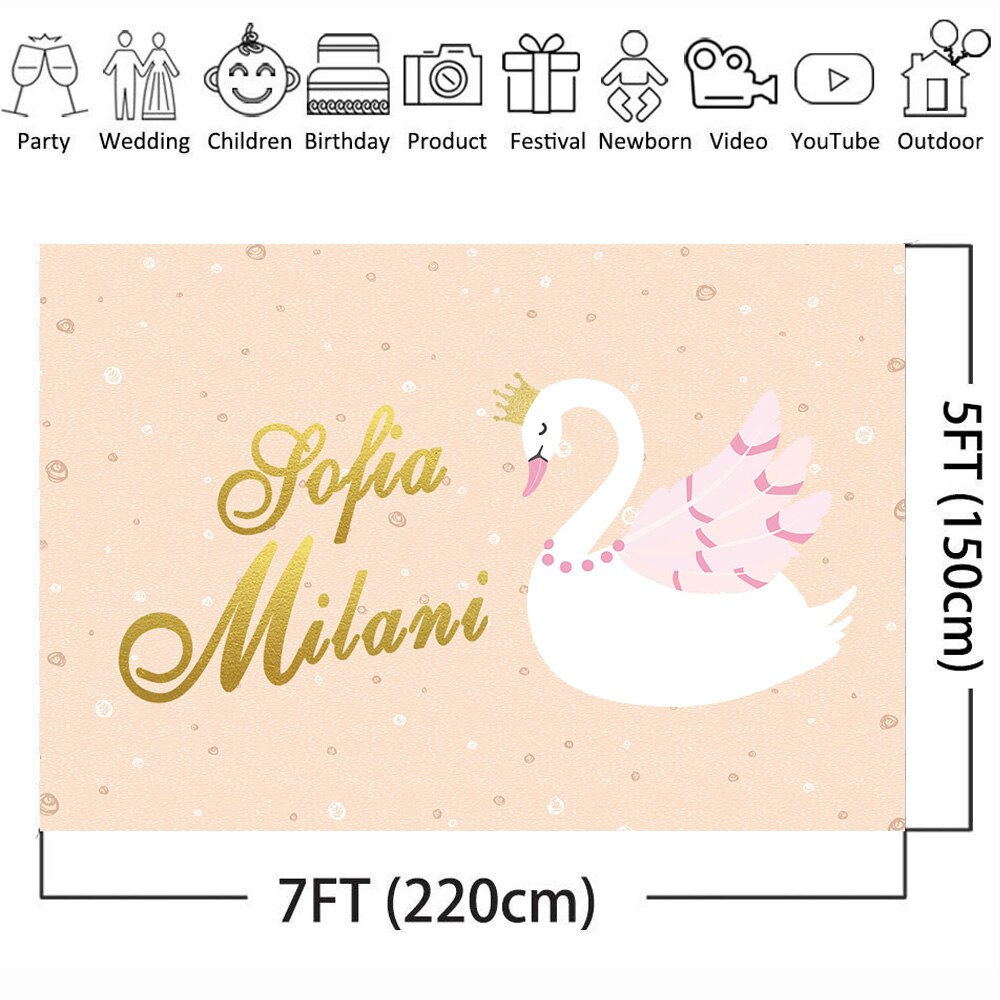 Neoback Weiß Schwan Hintergrund für Fotografie Baby Geburtstag Sofia Milani Thema Party Banner Dekor Foto Hintergrund Orange Hintergrund