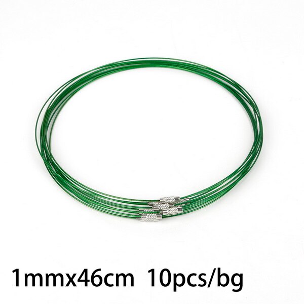 10 Stks/partij 46Cm Multicolor Gemengde Zilver Kleur Rvs Schroef Choker Ketting Draad Snoer Voor Diy Kettingen Craft Sieraden: Green